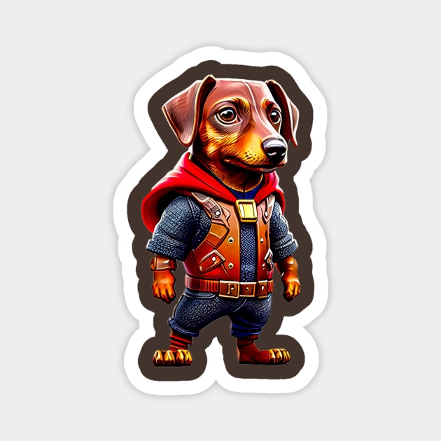 Mighty Dachshund: Adorable Dog in Thunder God Costume Magnet by fur-niche