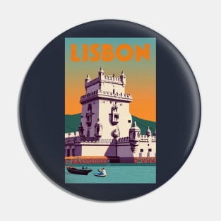 A Vintage Travel Art of Lisbon - Portugal Pin