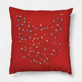 Christmas Cat Tangled Lights Pillow