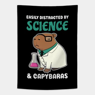Easily Distracted by Science and Capybaras Cartoon Tapestry