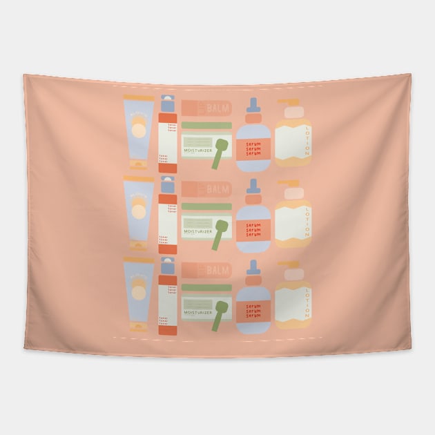 Skincare Essentials Pattern (Pink Version) Tapestry by aaalou