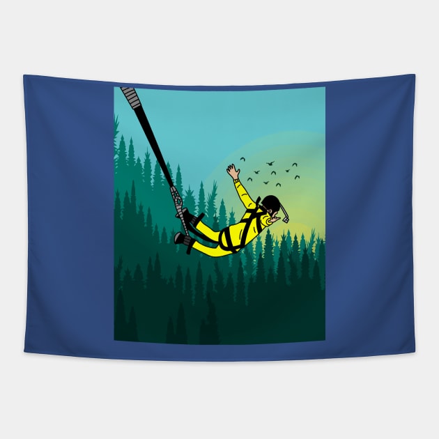 Bungee Jumping Jump To Freedom Tapestry by flofin