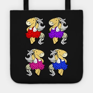 Cute Horses in a Spotted Dress Tote