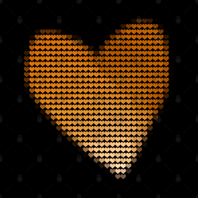 Gold Valentines Day Heart Filled with Hearts by ellenhenryart