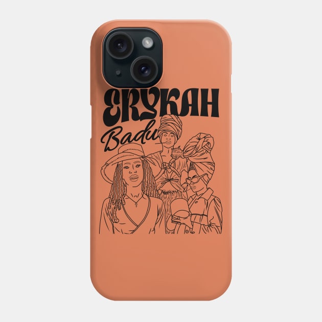 Erykah Badu Line Art Draw Phone Case by thesportstation