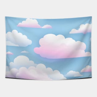 Dreamy Skies: Pastel Cloudscape Pattern Tapestry