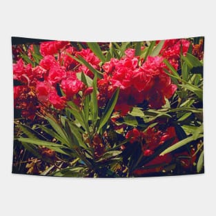 Pretty Red Flower with green leaves nature lovers beautiful photography design Tapestry