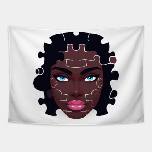 Afrocentric Woman Face Puzzle Tapestry