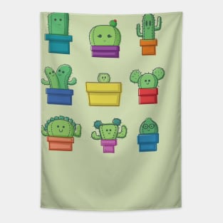 Cute Cactus Family Tapestry