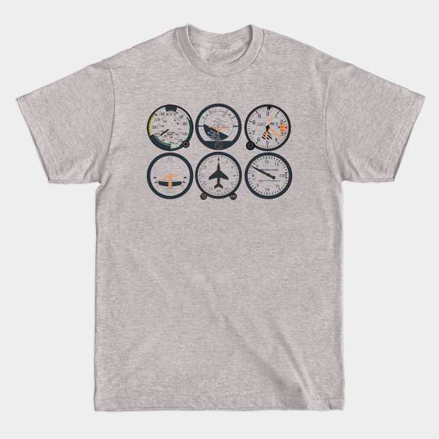 Pilot's Basic Six Flight Instruments - Private Pilot - T-Shirt