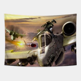 2 Fighter Jets in the Clouds Tapestry