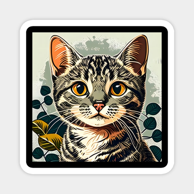 Vintage Cat Cat Retro Magnet by Daphne R. Ellington