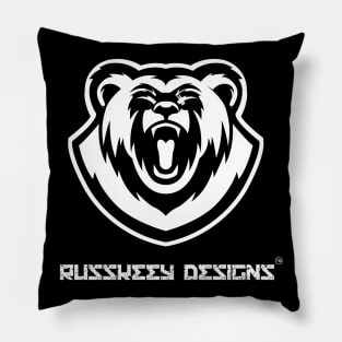 Russkeey Designs Logo (White) Pillow