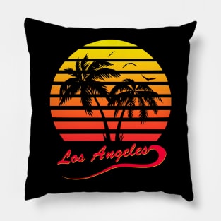 Los Angeles 80s Tropical Sunset Pillow