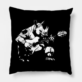 Funny Rhino playing the guitar Pillow