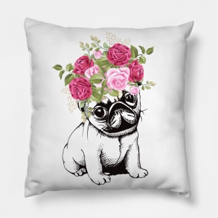 Hippie Dog mom , Flower head dog Pillow