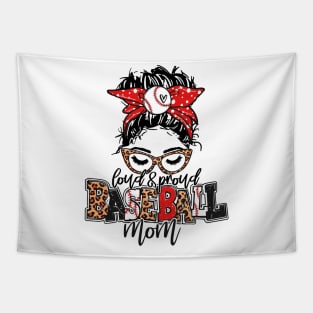 Baseball Mom Leopard   Loud And Proud Baseball Mom Tapestry