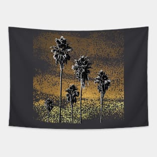black and white palms against a golden sky Tapestry