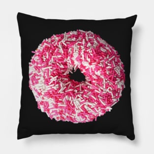 Cute Donut With Pink and White Sprinkles Pattern Pillow