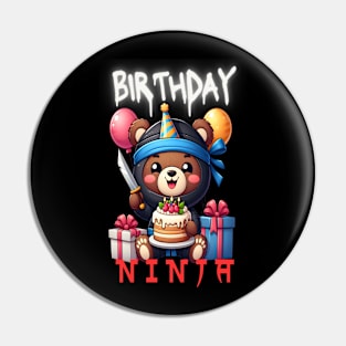 Cute Birthday Ninja Bear Pin