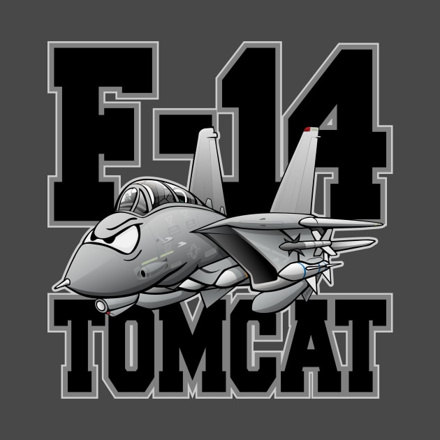 F-14 Tomcat Military Fighter Jet Aircraft Cartoon Illustration by hobrath