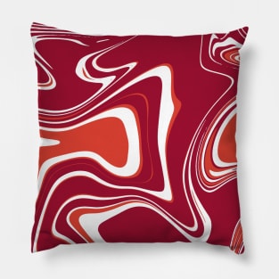 Red Orange Colors Marble Pattern Swirl Design Abstract Art Background Pillow