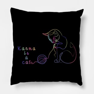 Karma is a cat :: Line art Pillow