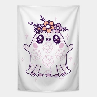 Kawaii Flower Crown Ghost Cutie Tapestry