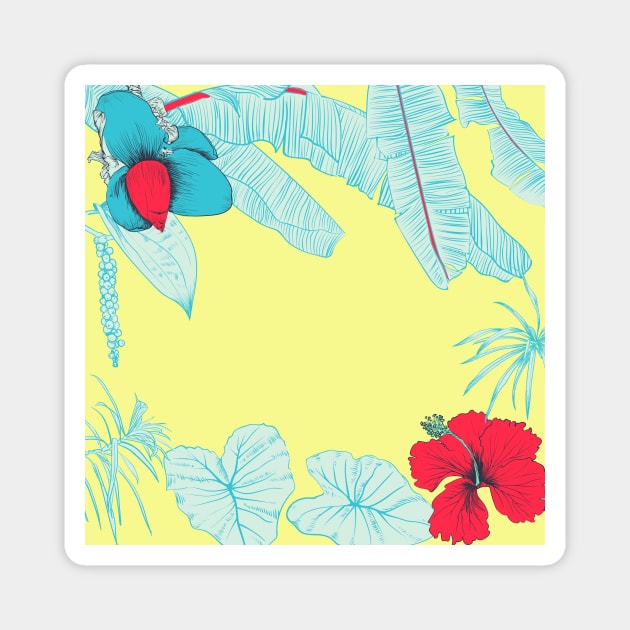 Seamless tropical pattern with banana palms Magnet by Olga Berlet