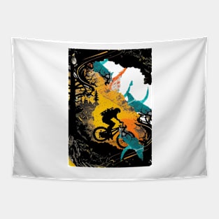 Abstract MTB biker Tapestry