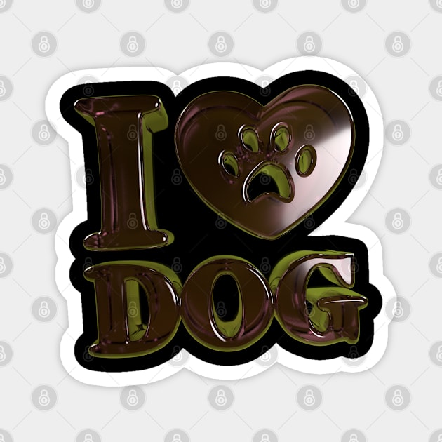 3D I Love Dog - Abstract-Glass2 Magnet by 3DMe