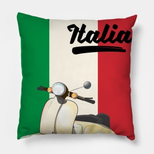 Italy vintage scooter travel poster Pillow