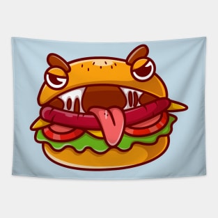 Cute Burger Monster Cartoon Tapestry