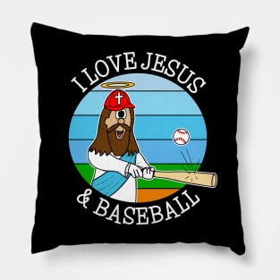 I Love Jesus and Baseball Pillow