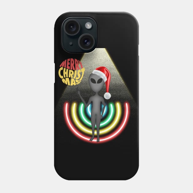 Alien in Santa Cap on Christmas | UFO Sighting | Merry Christmas Phone Case by Cosmic Story Designer