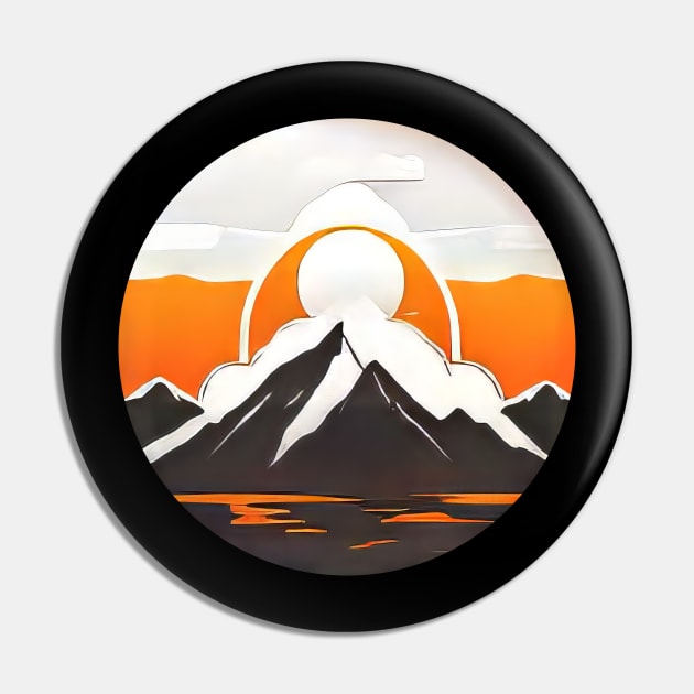 Minimalist Mountain and Sun Logo (997) Pin by WASjourney