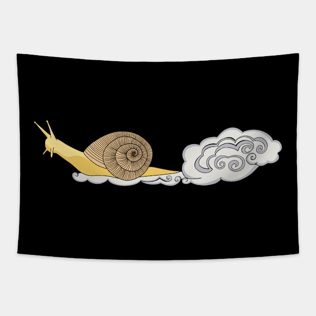 Speedy Snail with Dust Cloud Tapestry by ErinaBDesigns