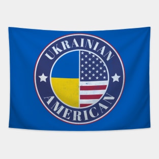 Proud Ukrainian-American Badge - Ukraine Flag Tapestry