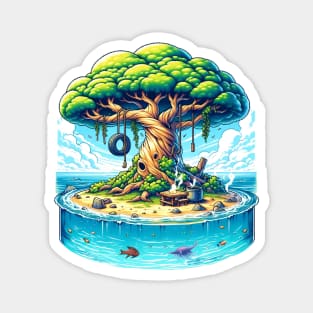 Tree of Knowledge: Ohara's Oasis in One Piece Magnet