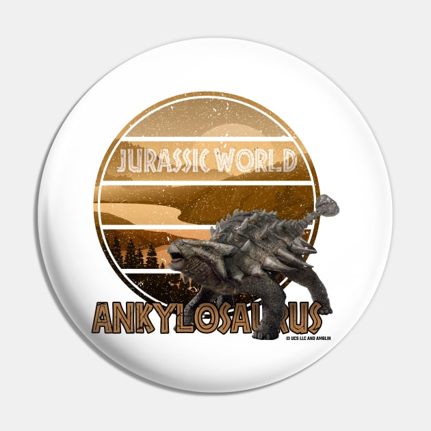 Jurassic Ankylosaurus Dinosaur Distressed Look Pin by Jurassic Merch