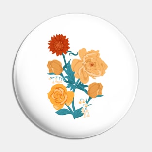 Yellow Florals on Orange Pin