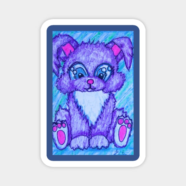 Fuzzy Cute Purple Bunny Magnet by lisaeldred