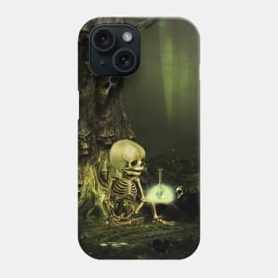 Alone in the creepy night, cute skeleton with crow Phone Case