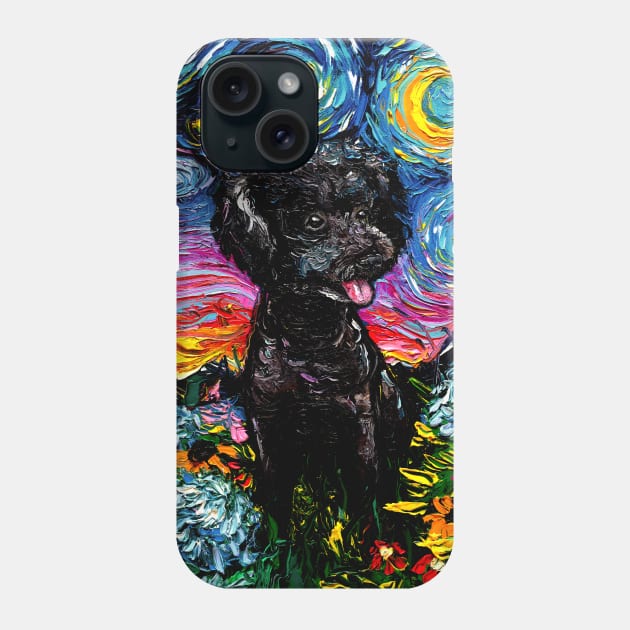 Black Poodle Night 3 Phone Case by sagittariusgallery