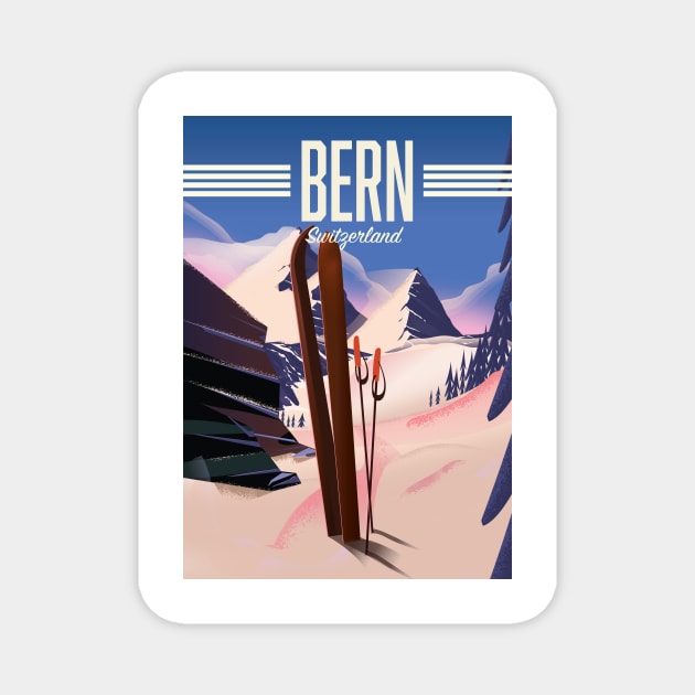 Bern switzerland ski poster Magnet by nickemporium1