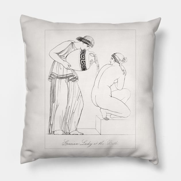 Grecian lady at the Bath Pillow by WAITE-SMITH VINTAGE ART