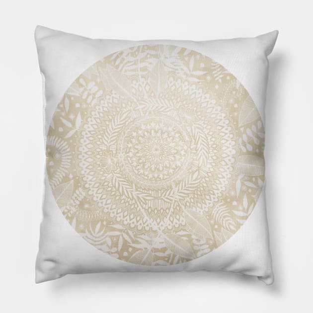 Medallion Pattern in Pale Tan Pillow by micklyn