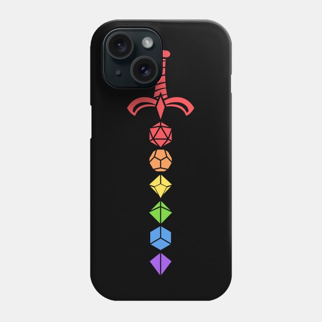 Rainbow Polyhedral Dice Set Tabletop RPG Addict Phone Case by dungeonarmory