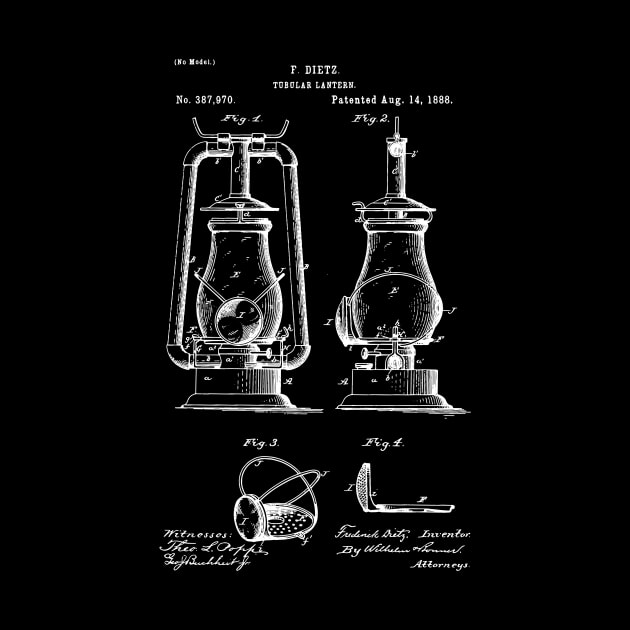 Vintage Tubular lantern 1888, Lantern patent, Vintage Inventions Blueprint by Anodyle