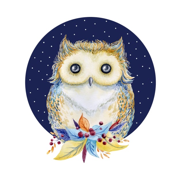 Cute Owl beige and blue by in_pictures